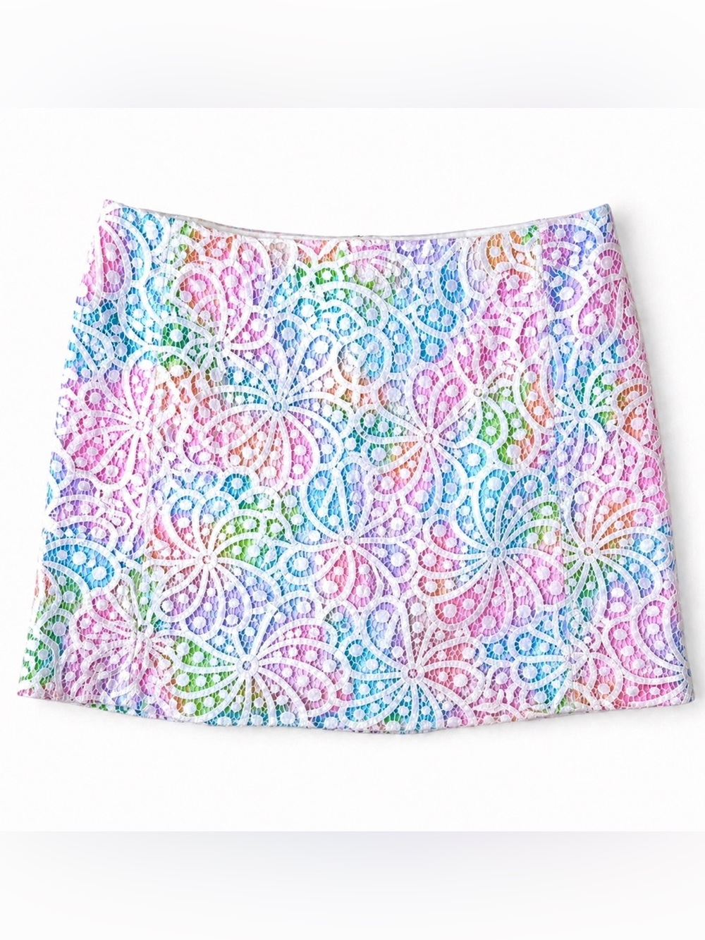 Lilly Pulitzer Lace Mini Skirt Size 00 Pastel Floral Preppy Resort